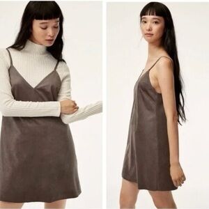Aritzia Wilfred Free Vivienne Dress Spaghetti Strap Mini Dress Brown | Large